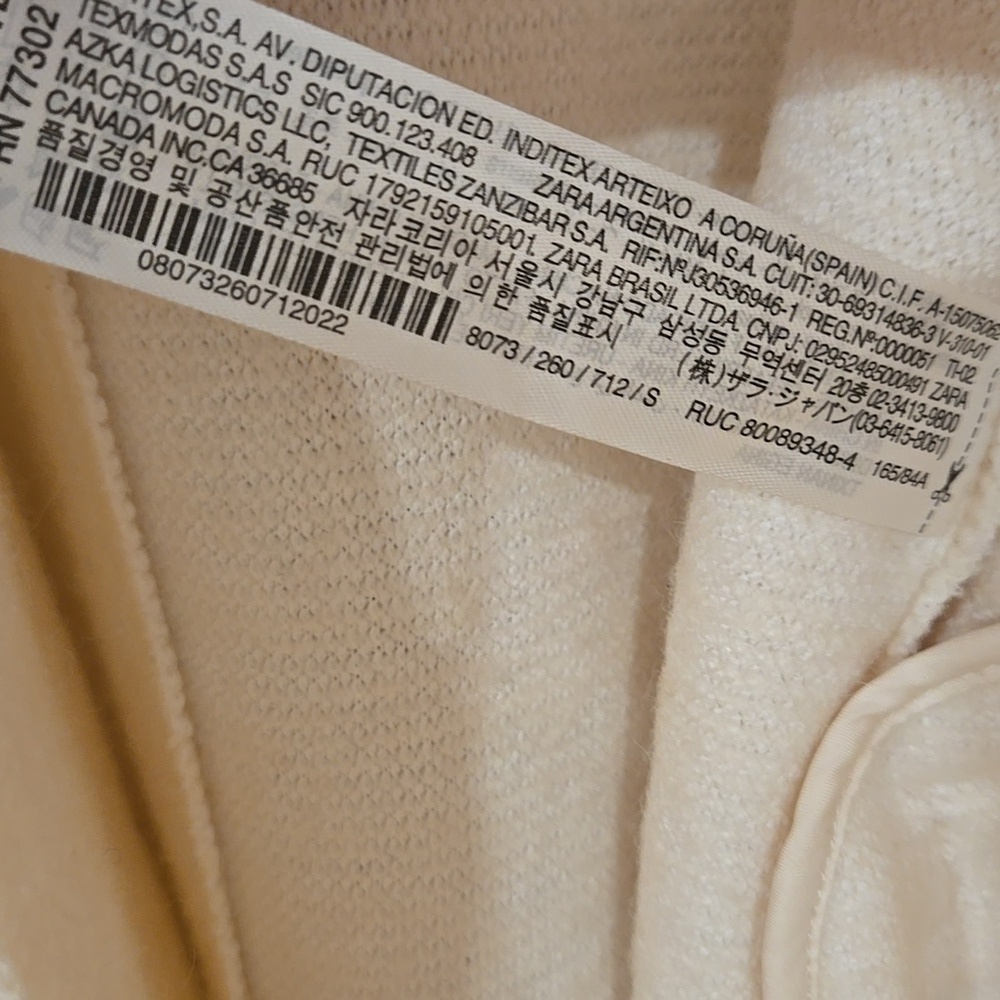 Zara Women's Blazer Coat, Wool Blend, Unlined, Creamy White, Buttons, Small - Picture 15 of 16
